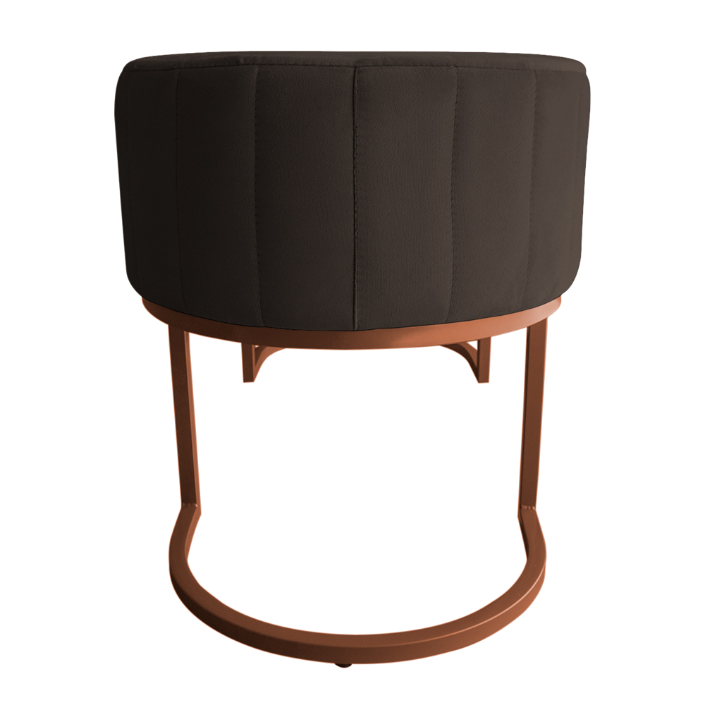 Banco Recamier Estofado Luana Base Bronze Veludo Marrom - Montanaris Decor