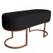 Banco Recamier Estofado Luana Base Bronze Veludo Preto - Montanaris Decor