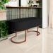 Banco Recamier Estofado Luana Base Bronze Veludo Preto - Montanaris Decor