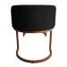 Banco Recamier Estofado Luana Base Bronze Veludo Preto - Montanaris Decor