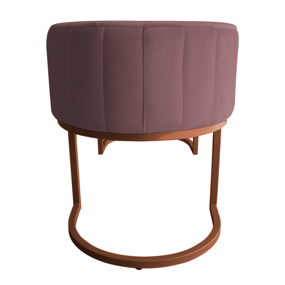 Banco Recamier Estofado Luana Base Bronze Veludo Rosê - Montanaris Decor