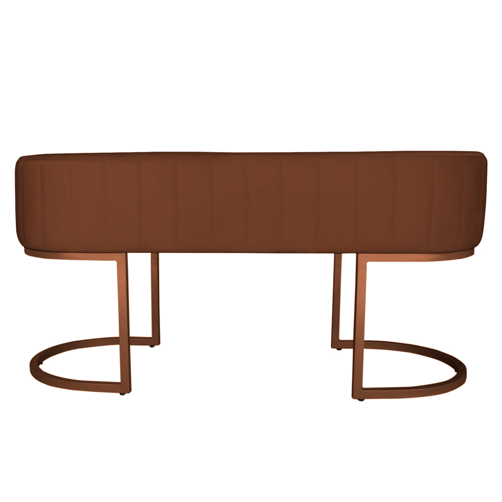 Banco Recamier Estofado Luana Base Bronze Veludo Terracota - Montanaris Decor