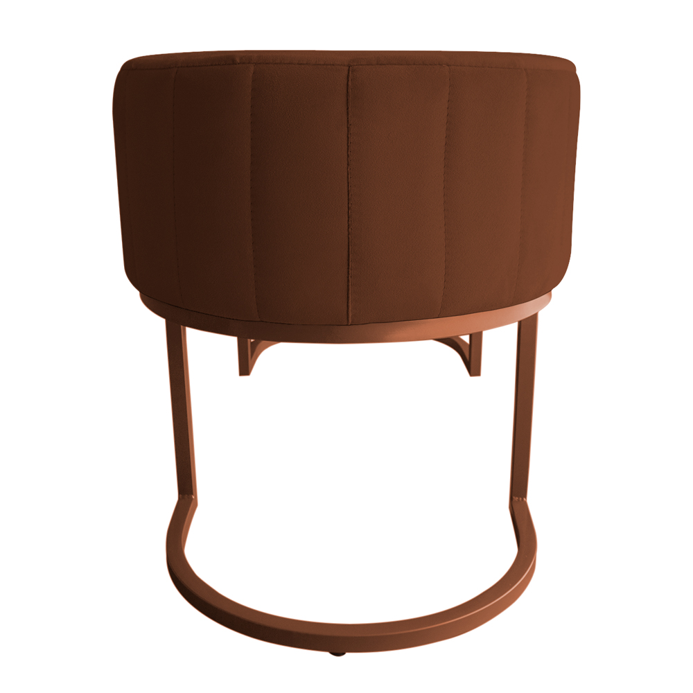 Banco Recamier Estofado Luana Base Bronze Veludo Terracota - Montanaris Decor