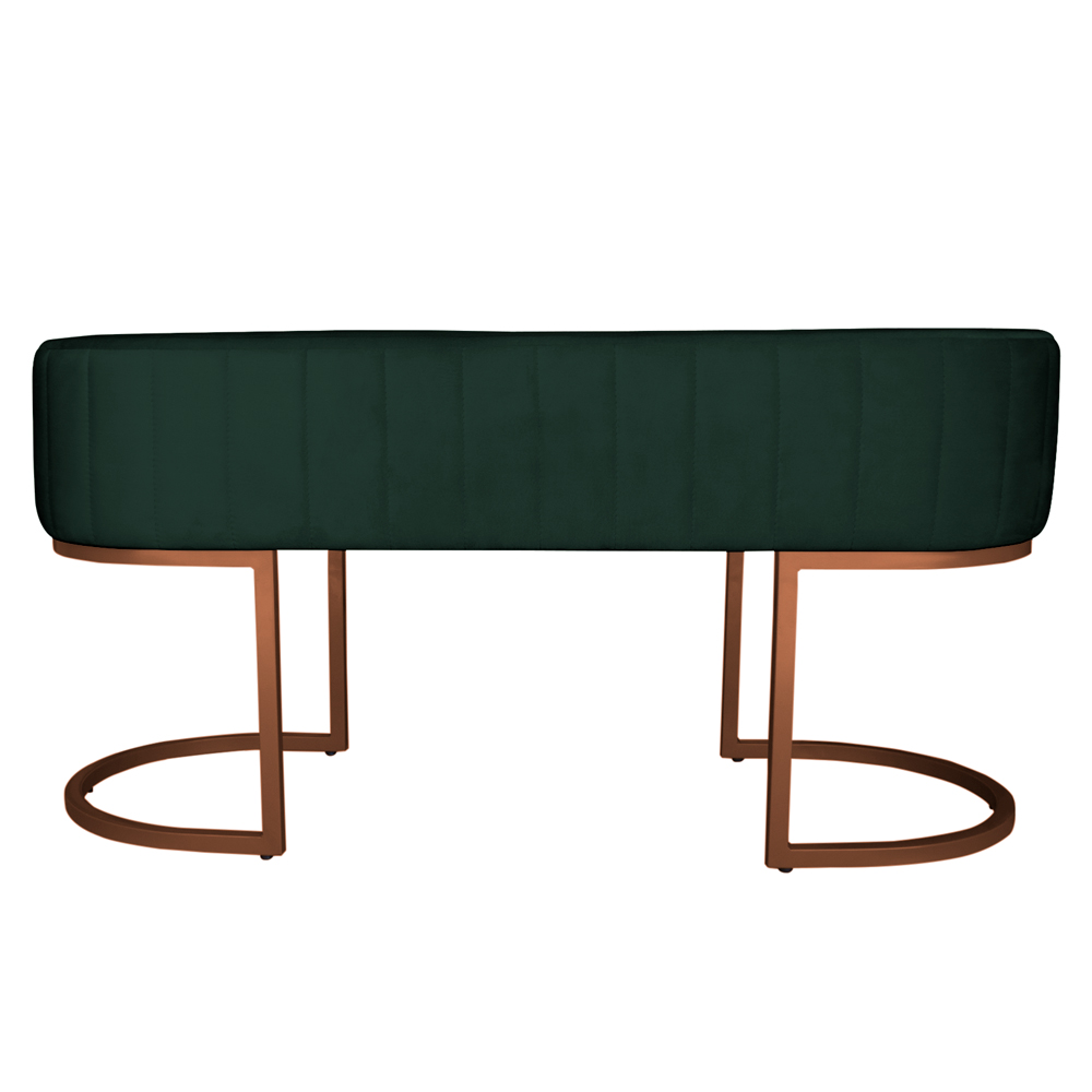 Banco Recamier Estofado Luana Base Bronze Veludo Verde - Montanaris Decor