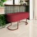 Banco Recamier Estofado Luana Base Bronze Veludo Vermelho - Montanaris Decor