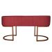 Banco Recamier Estofado Luana Base Bronze Veludo Vermelho - Montanaris Decor
