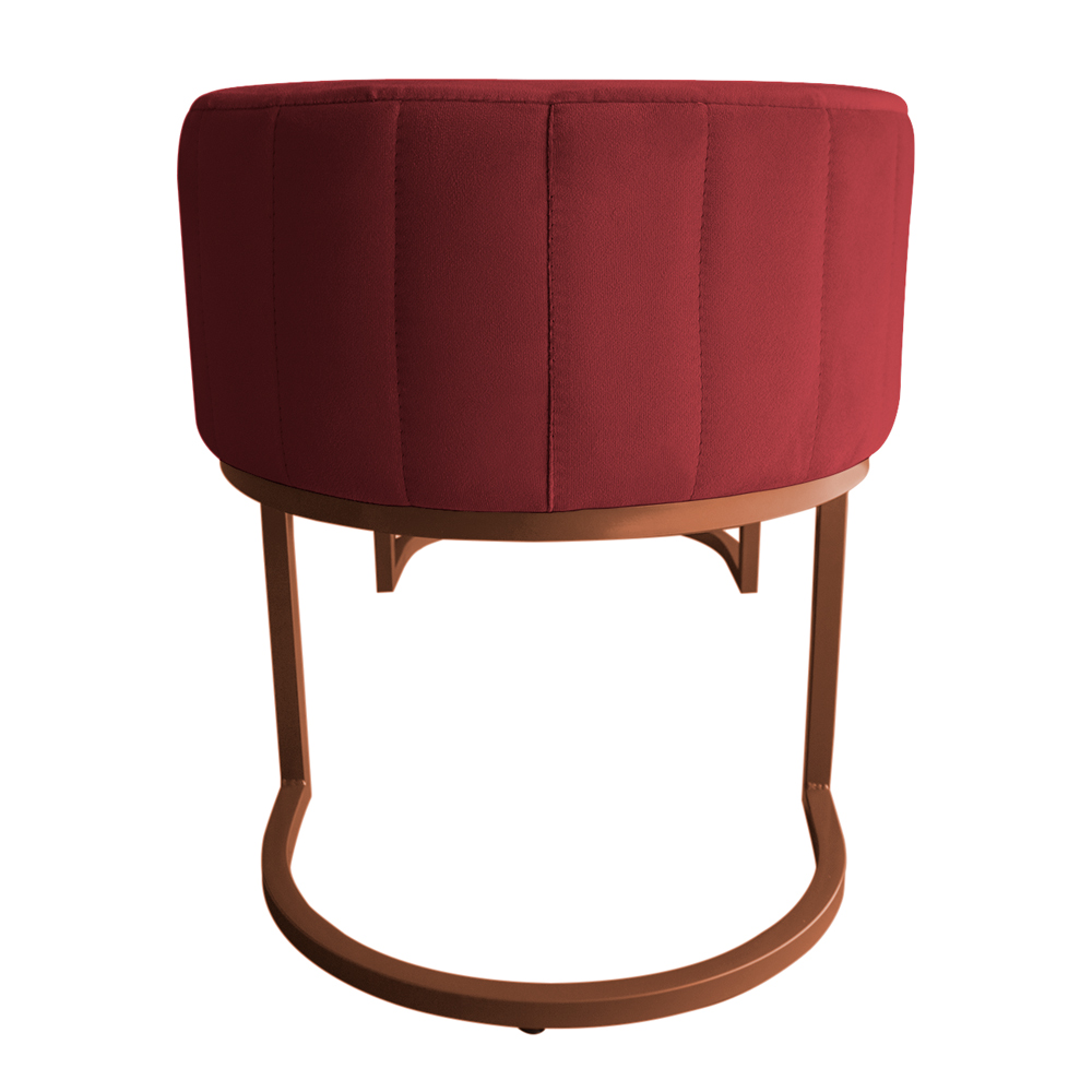 Banco Recamier Estofado Luana Base Bronze Veludo Vermelho - Montanaris Decor