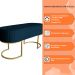 Banco Recamier Estofado Luana Base Gold Veludo Azul Marinho - Montanaris Decor