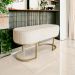 Banco Recamier Estofado Luana Base Gold Veludo Bege - Montanaris Decor