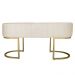 Banco Recamier Estofado Luana Base Gold Veludo Bege - Montanaris Decor
