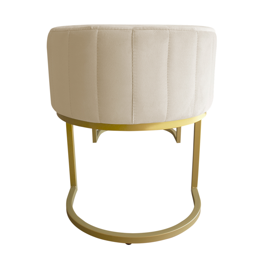 Banco Recamier Estofado Luana Base Gold Veludo Bege - Montanaris Decor
