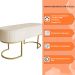 Banco Recamier Estofado Luana Base Gold Veludo Bege - Montanaris Decor
