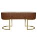 Banco Recamier Estofado Luana Base Gold Veludo Bege/Pu Caramelo - Montanaris Decor
