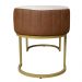 Banco Recamier Estofado Luana Base Gold Veludo Bege/Pu Caramelo - Montanaris Decor