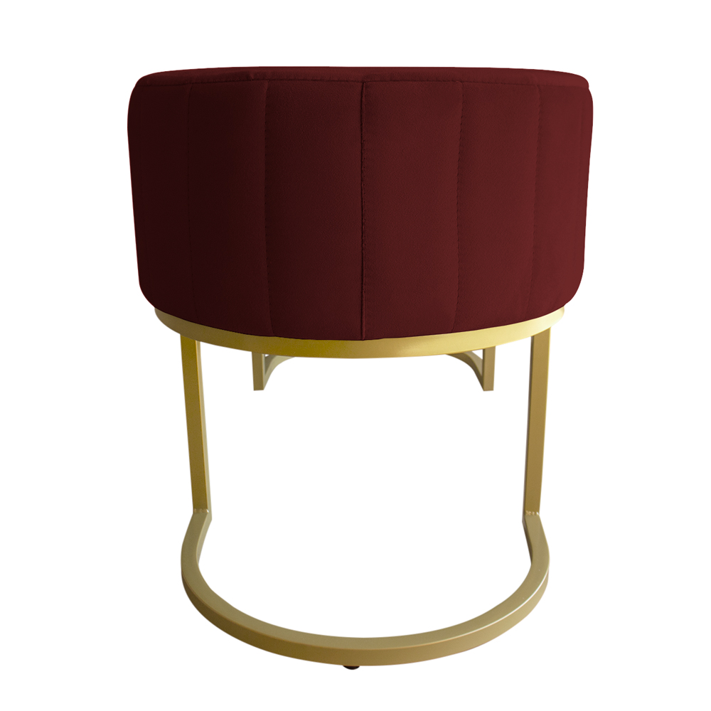 Banco Recamier Estofado Luana Base Gold Veludo Bordô - Montanaris Decor