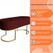 Banco Recamier Estofado Luana Base Gold Veludo Bordô - Montanaris Decor