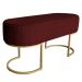 Banco Recamier Estofado Luana Base Gold Veludo Bordô - Montanaris Decor