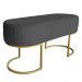 Banco Recamier Estofado Luana Base Gold Veludo Cinza - Montanaris Decor