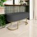 Banco Recamier Estofado Luana Base Gold Veludo Cinza - Montanaris Decor