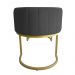 Banco Recamier Estofado Luana Base Gold Veludo Cinza - Montanaris Decor