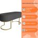 Banco Recamier Estofado Luana Base Gold Veludo Cinza - Montanaris Decor
