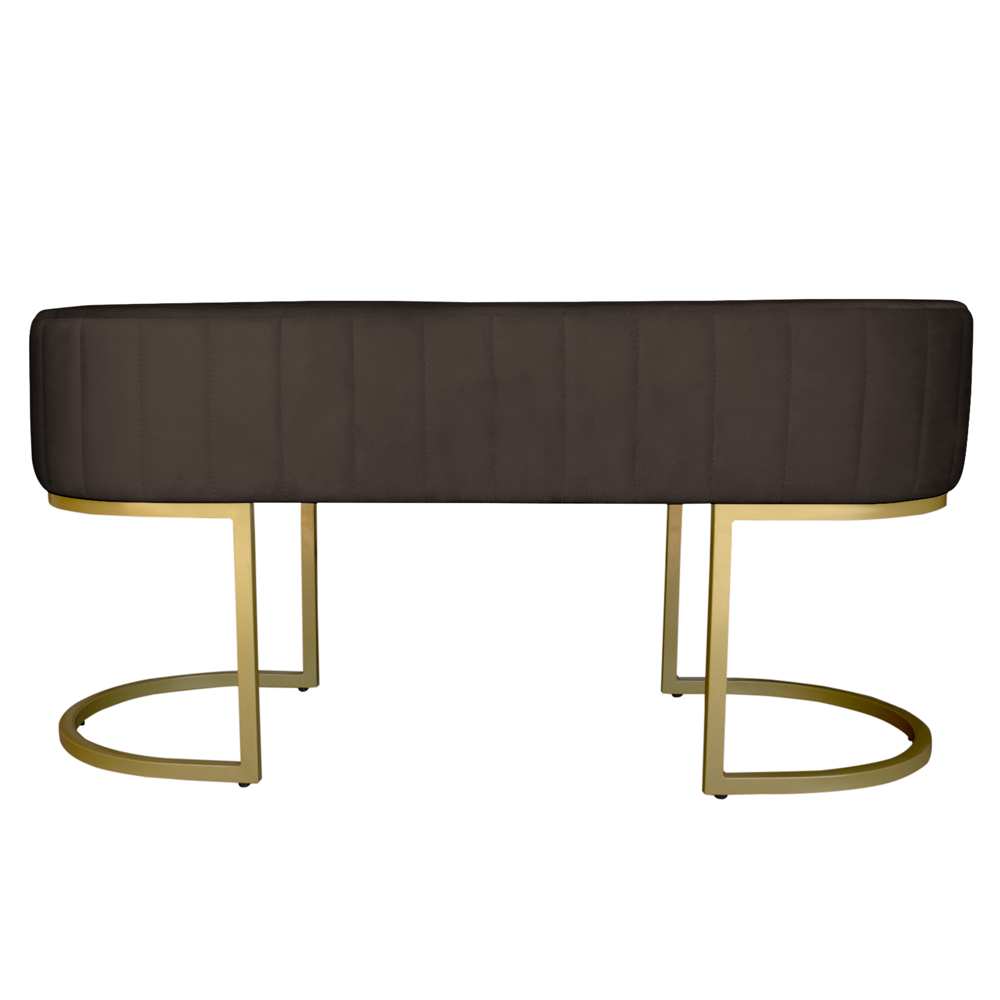 Banco Recamier Estofado Luana Base Gold Veludo Marrom - Montanaris Decor