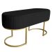 Banco Recamier Estofado Luana Base Gold Veludo Preto - Montanaris Decor
