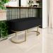 Banco Recamier Estofado Luana Base Gold Veludo Preto - Montanaris Decor