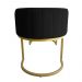 Banco Recamier Estofado Luana Base Gold Veludo Preto - Montanaris Decor