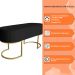 Banco Recamier Estofado Luana Base Gold Veludo Preto - Montanaris Decor