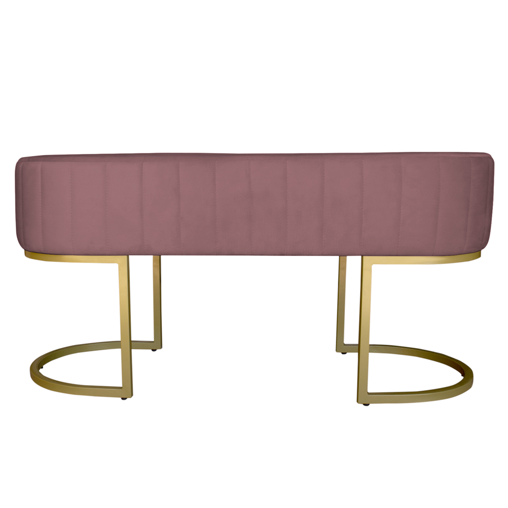 Banco Recamier Estofado Luana Base Gold Veludo Rosê - Montanaris Decor