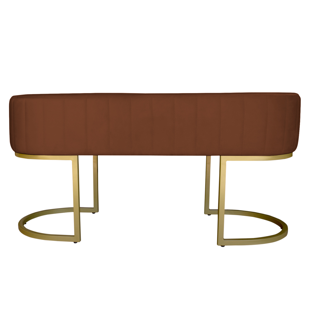 Banco Recamier Estofado Luana Base Gold Veludo Terracota - Montanaris Decor