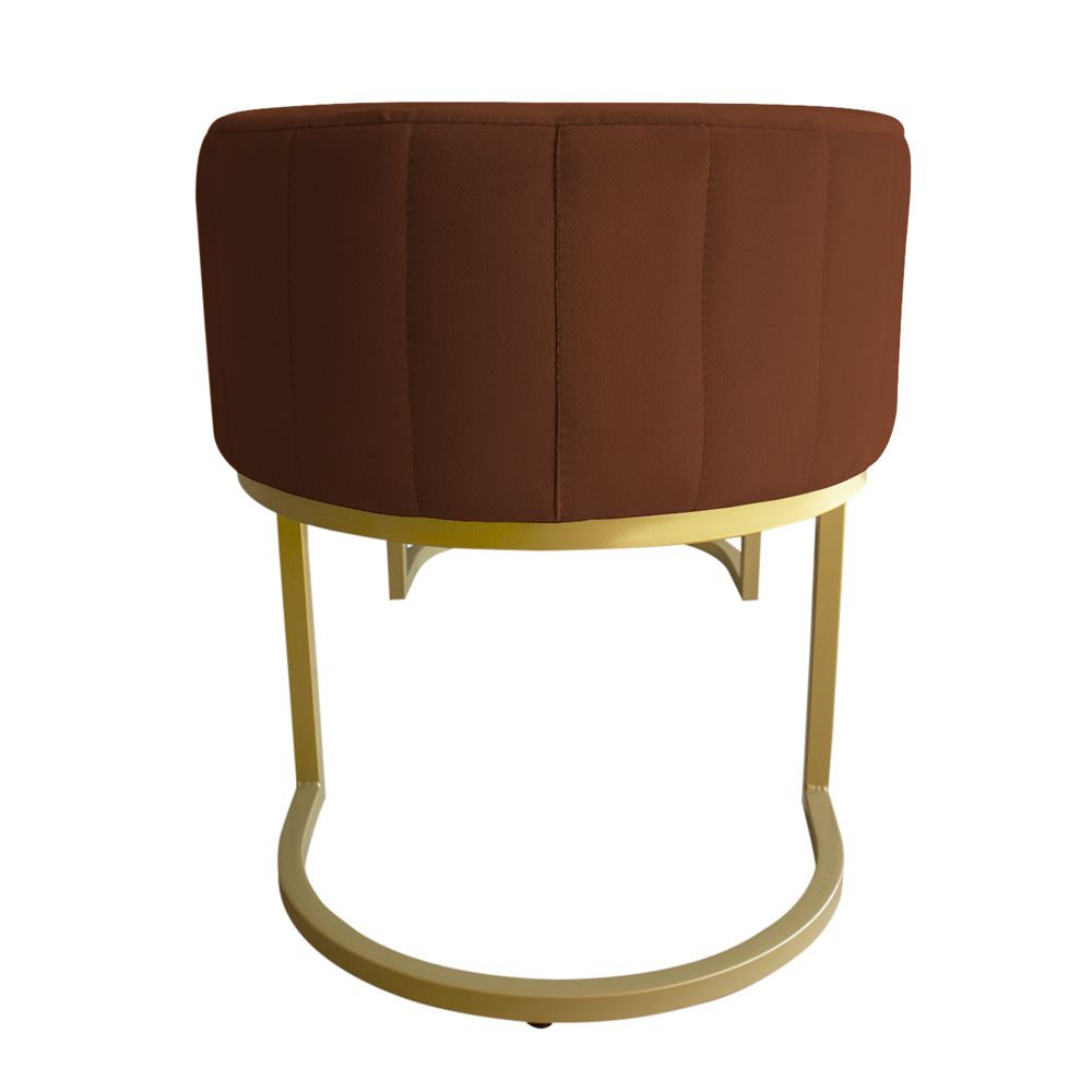 Banco Recamier Estofado Luana Base Gold Veludo Terracota - Montanaris Decor