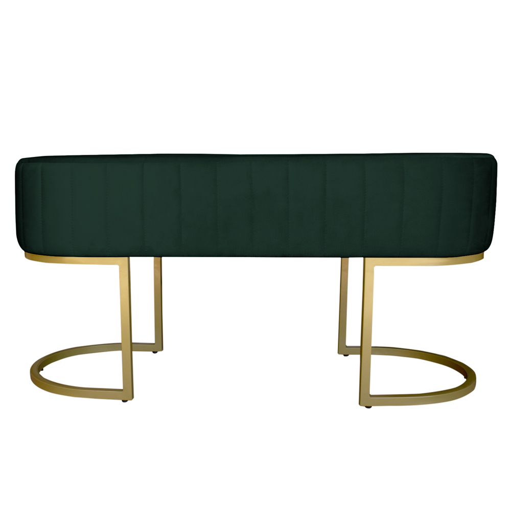 Banco Recamier Estofado Luana Base Gold Veludo Verde - Montanaris Decor