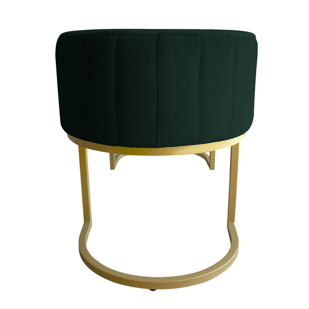 Banco Recamier Estofado Luana Base Gold Veludo Verde - Montanaris Decor