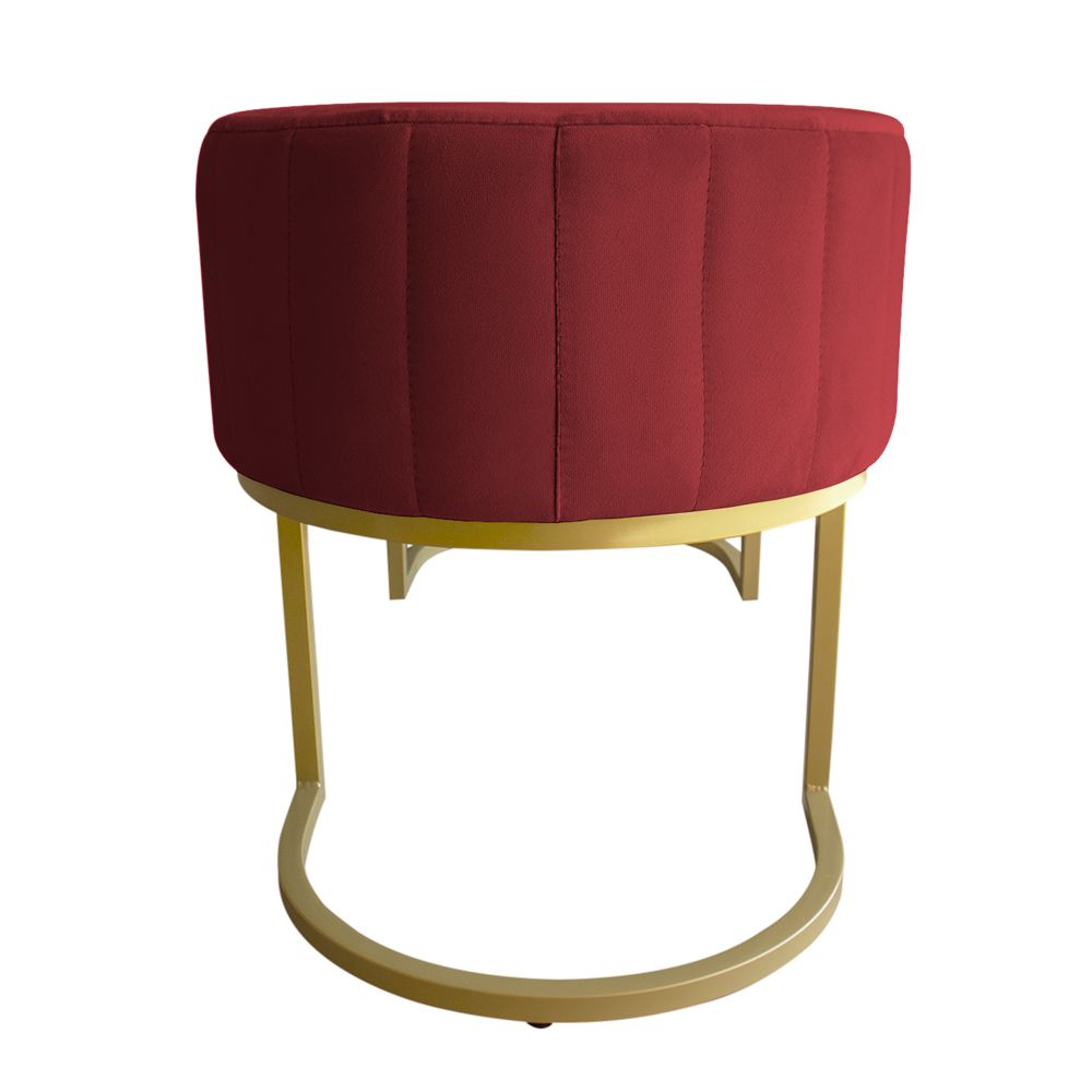 Banco Recamier Estofado Luana Base Gold Veludo Vermelho - Montanaris Decor