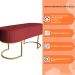 Banco Recamier Estofado Luana Base Gold Veludo Vermelho - Montanaris Decor