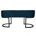 Banco Recamier Estofado Luana Base Preta Veludo Azul Marinho - Montanaris Decor