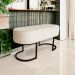 Banco Recamier Estofado Luana Base Preta Veludo Bege - Montanaris Decor