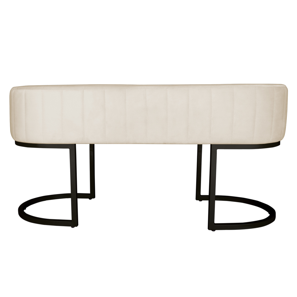 Banco Recamier Estofado Luana Base Preta Veludo Bege - Montanaris Decor