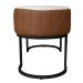 Banco Recamier Estofado Luana Base Preta Veludo Bege/Pu Caramelo - Montanaris Decor