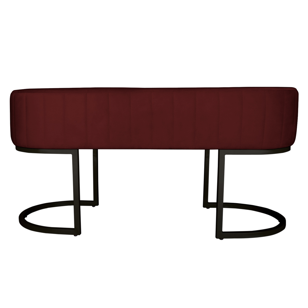 Banco Recamier Estofado Luana Base Preta Veludo Bordô - Montanaris Decor