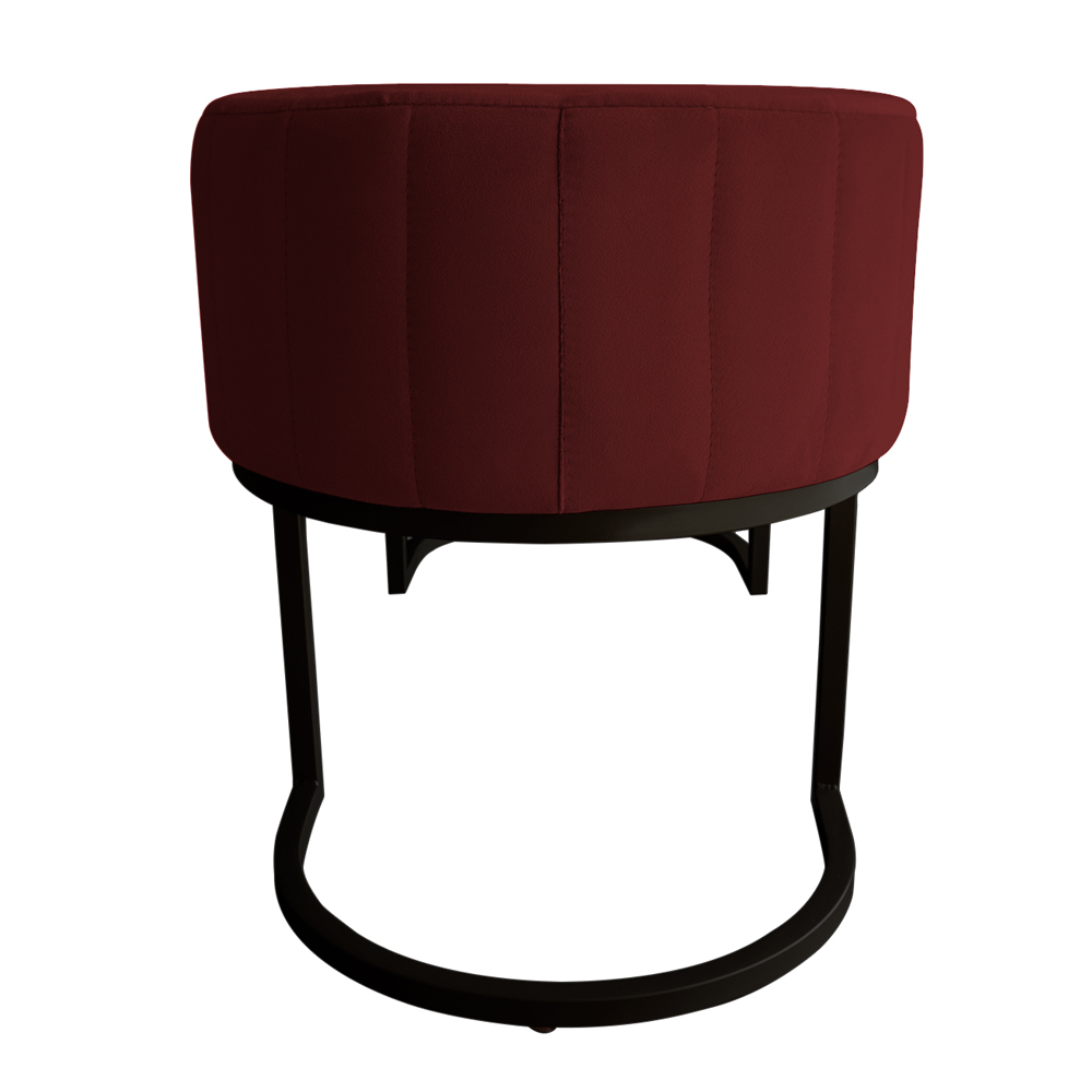 Banco Recamier Estofado Luana Base Preta Veludo Bordô - Montanaris Decor