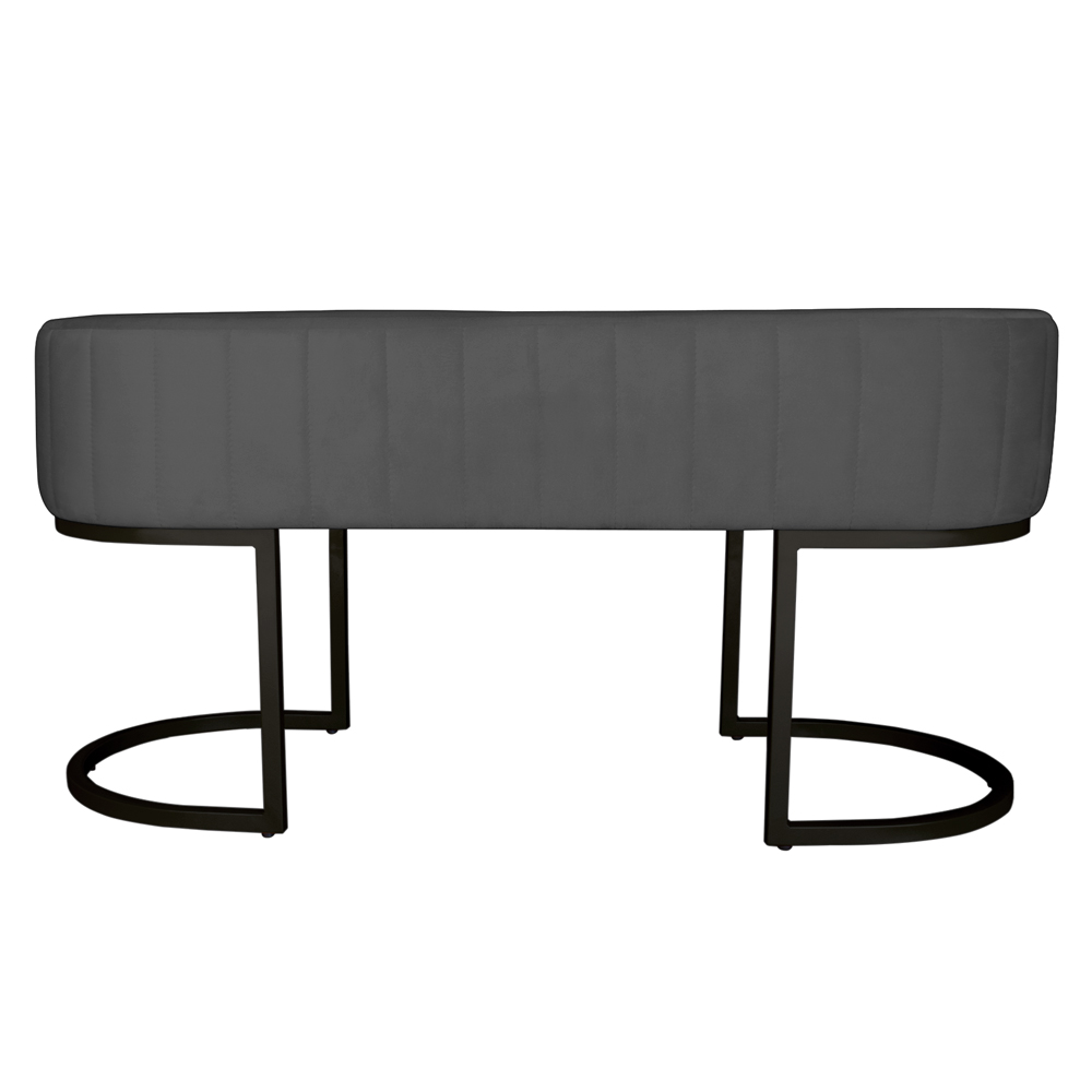 Banco Recamier Estofado Luana Base Preta Veludo Cinza - Montanaris Decor