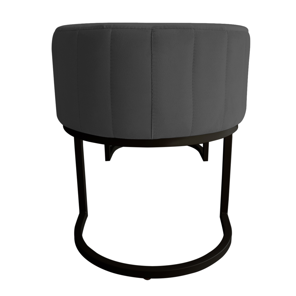Banco Recamier Estofado Luana Base Preta Veludo Cinza - Montanaris Decor