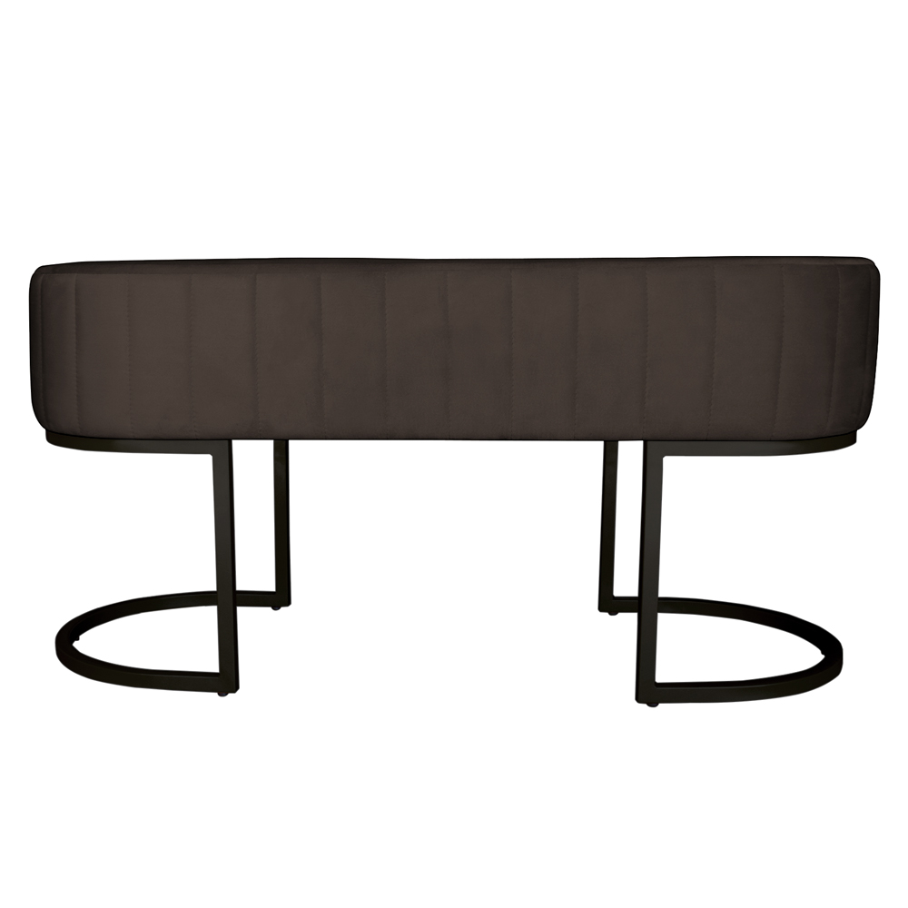 Banco Recamier Estofado Luana Base Preta Veludo Marrom - Montanaris Decor