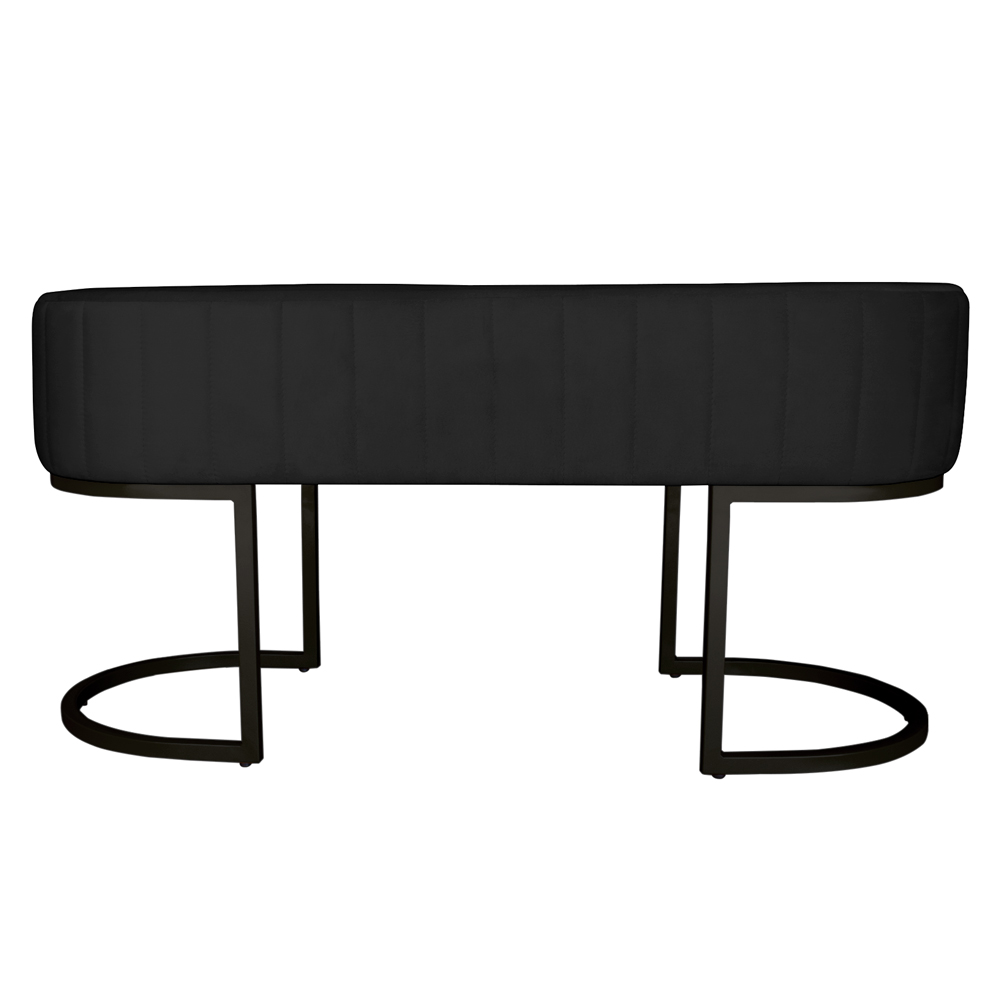 Banco Recamier Estofado Luana Base Preta Veludo Preto - Montanaris Decor