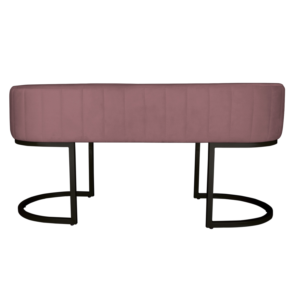 Banco Recamier Estofado Luana Base Preta Veludo Rosê - Montanaris Decor