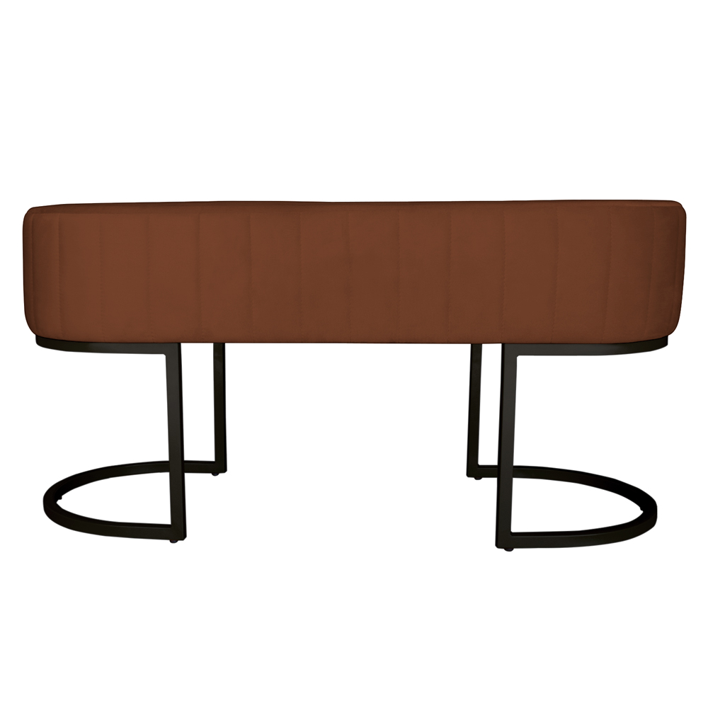 Banco Recamier Estofado Luana Base Preta Veludo Terracota - Montanaris Decor