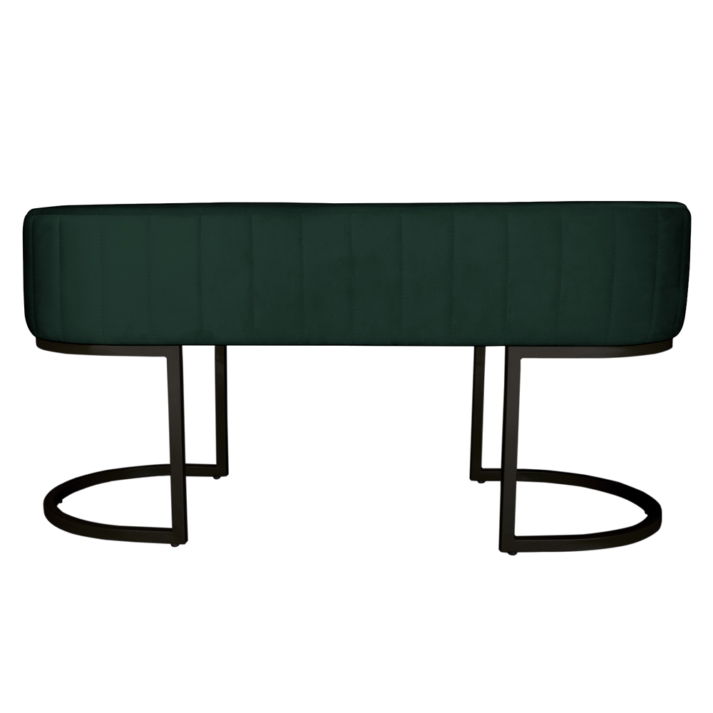 Banco Recamier Estofado Luana Base Preta Veludo Verde - Montanaris Decor